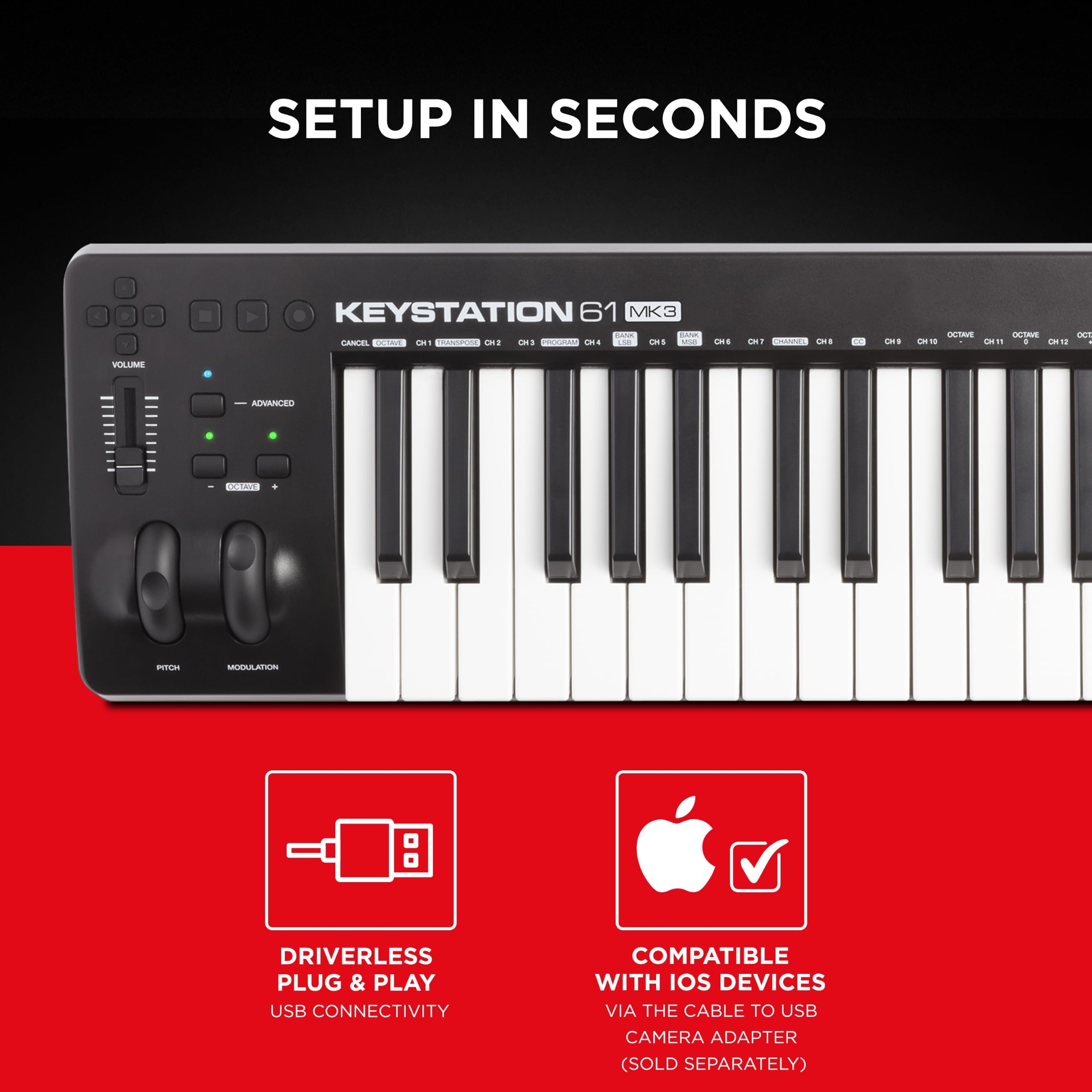 Amazon.com: M-AUDIO Keystation 61 MK3 - Synth Action 61 Key USB